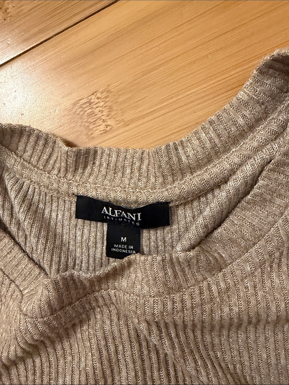 Alfani Beige Ribbed Two-Piece Lounge Set - Picture 3 of 5